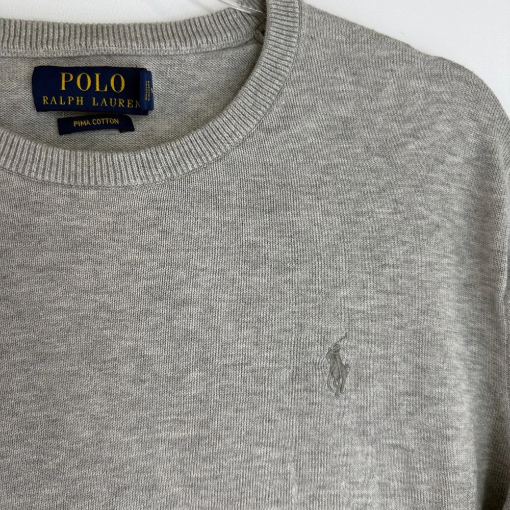Polo Ralph Lauren Crewneck Sweater Mens Size M Gray Pima Cotton Pony Logo